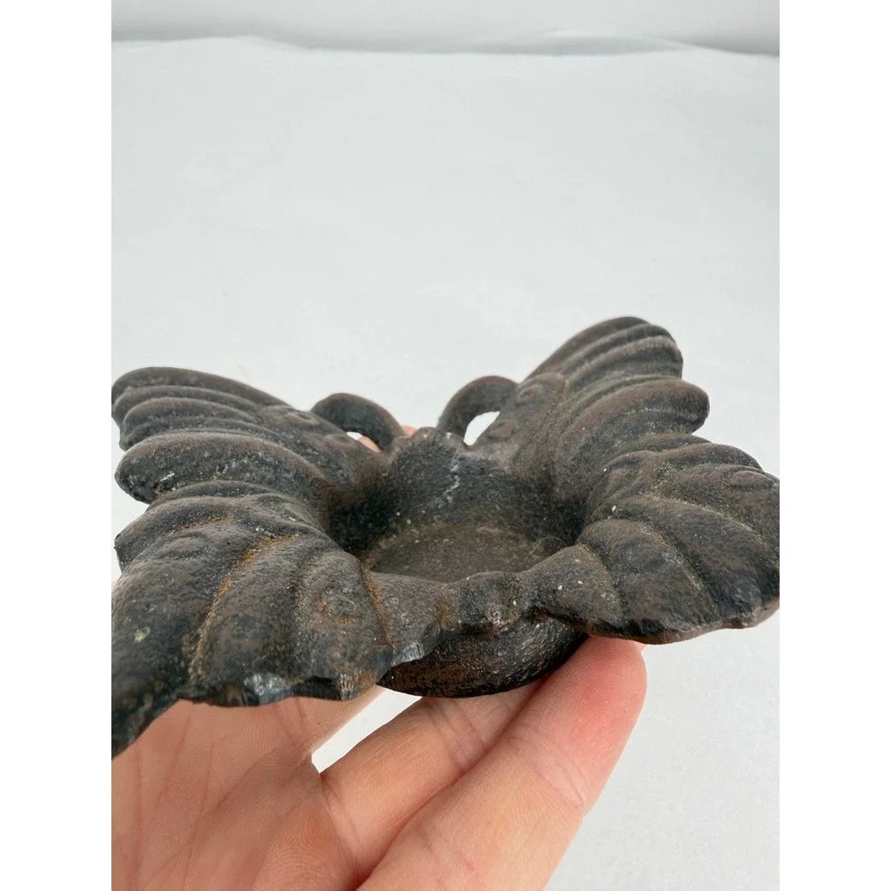 Cast Iron Butterfly Shaped Votive Candle Holder Rustic Primitive Nature Decor